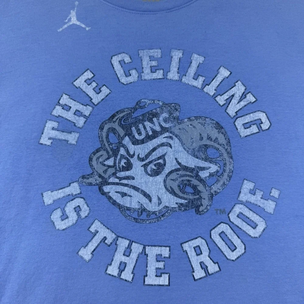 UNC Tar Heels Shirt Men's Size 3XL Blue Jordan Short Sleeve Casual 100% Cotton
